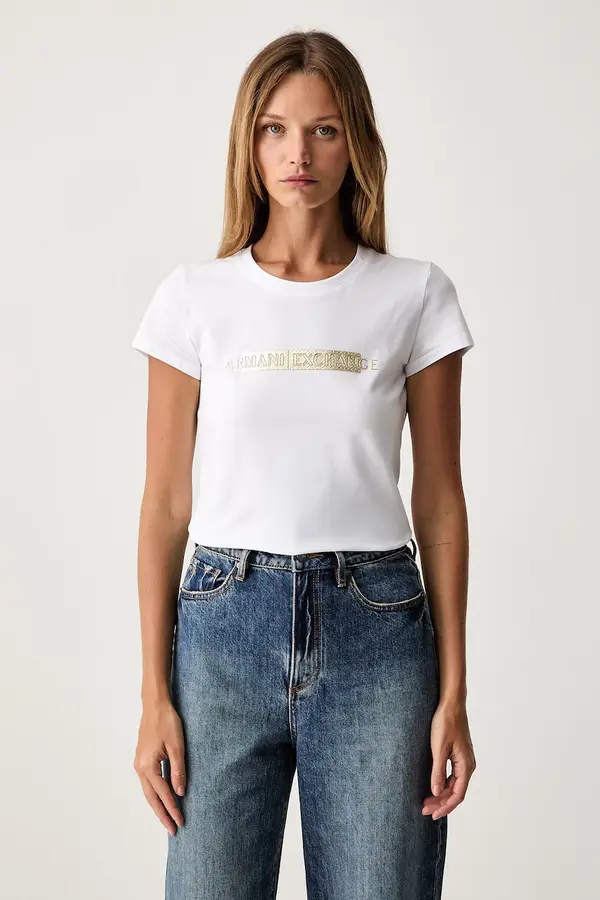Armani Exchange Armani Exchange majica za žene od pamuka s elastanom