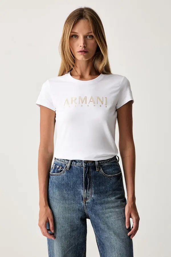 Armani Exchange Armani Exchange majica za žene od pamuka s elastanom
