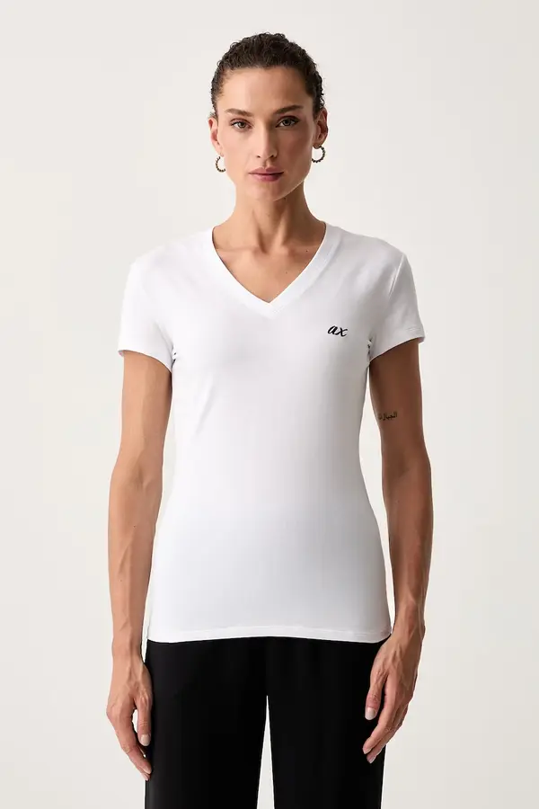 Armani Exchange Armani Exchange majica za žene od pamuka s elastanom