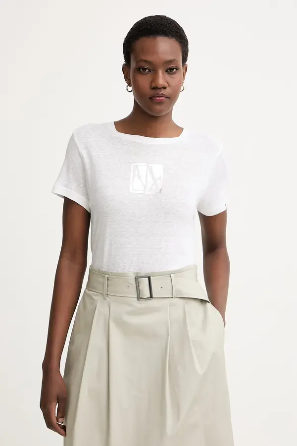 Armani Exchange Armani Exchange majica za žene s dodatkom lana