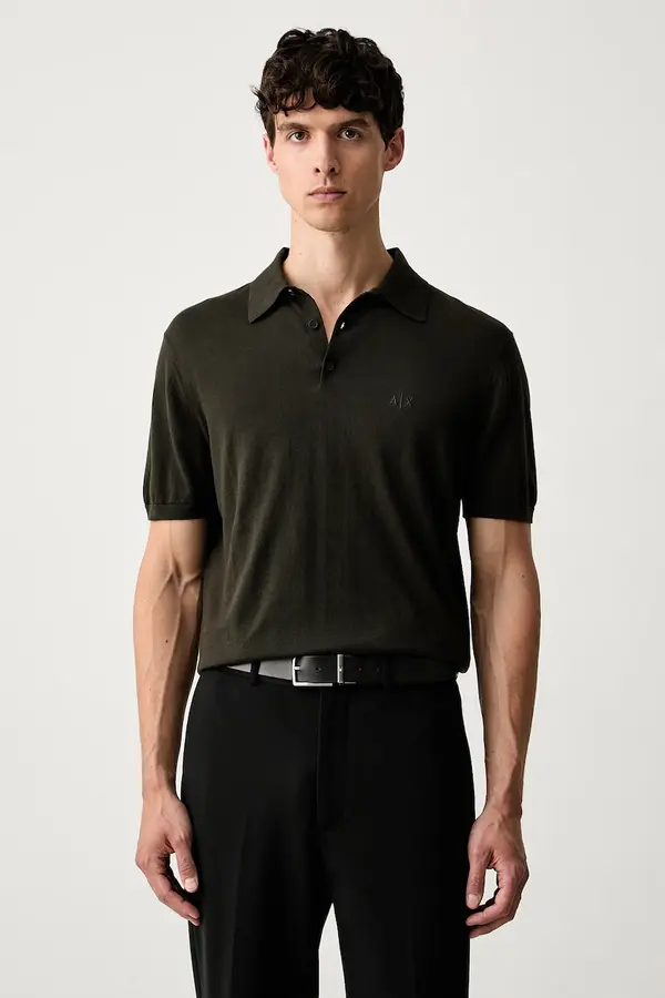 Armani Exchange Armani Exchange pletena polo majica za muškarce od pamuka