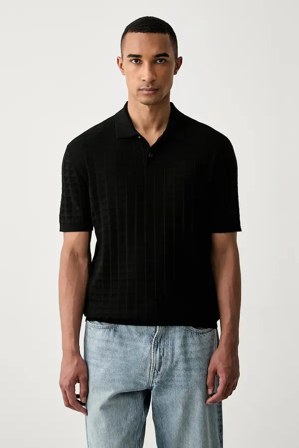 Armani Exchange Armani Exchange pletena polo majica za muškarce s viskozom