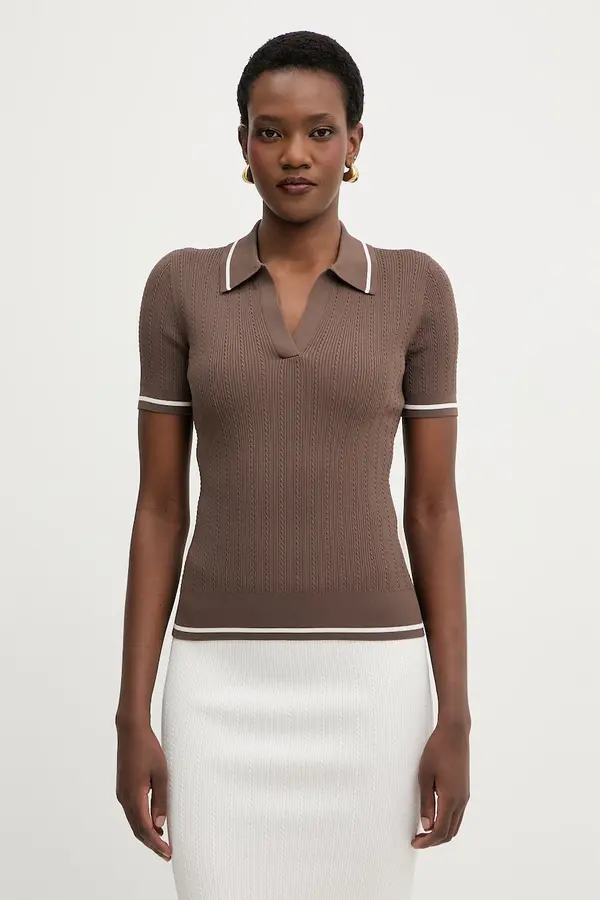 Armani Exchange Armani Exchange pletena polo majica ženska s viskozom