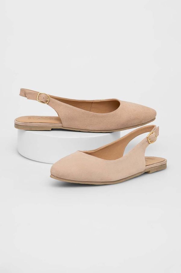 Answear Lab Balerinke od brušene kože Answear Lab boja: bež, s otvorenom petom