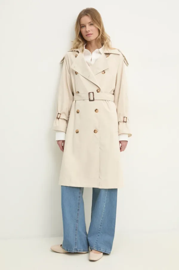 Answear Lab Baloner Answear Lab za žene, boja: bež, za prijelazno razdoblje, kopčanje u dva reda