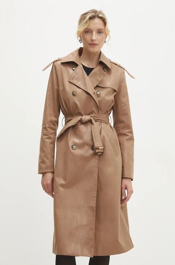 Answear Lab Baloner Answear Lab za žene, boja: bež, za prijelazno razdoblje, kopčanje u dva reda