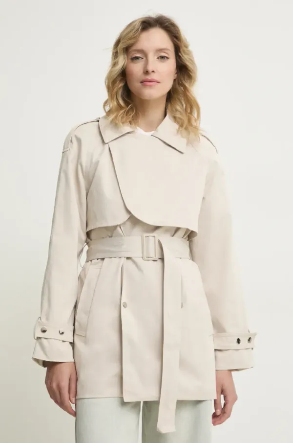 Answear Lab Baloner Answear Lab za žene, boja: bež, za prijelazno razdoblje, kopčanje u dva reda