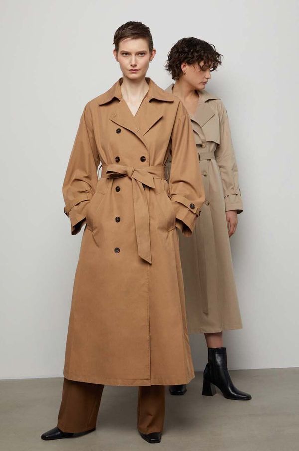 Answear Lab Baloner Answear Lab za žene, boja: smeđa, za prijelazno razdoblje, kopčanje u dva reda