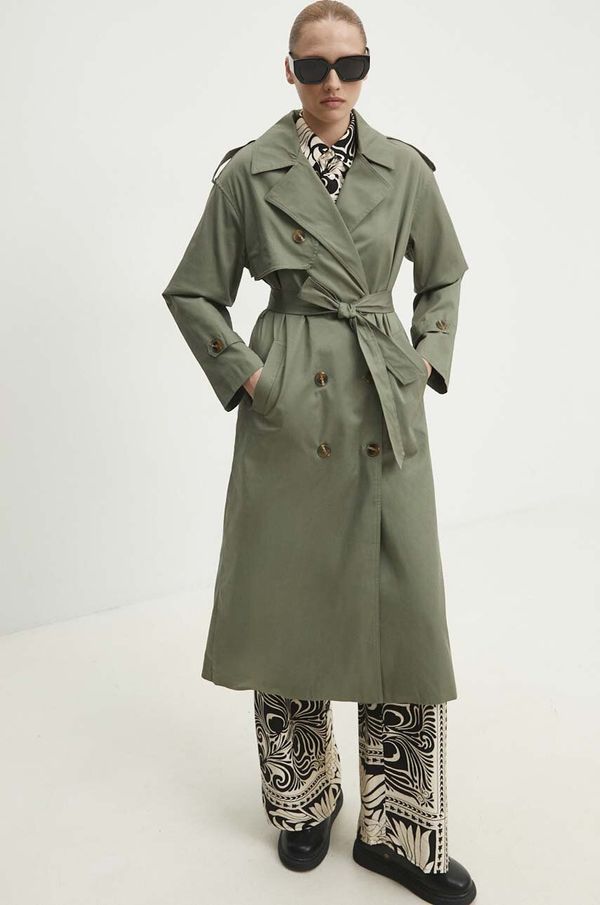 Answear Lab Baloner Answear Lab za žene, boja: zelena, za prijelazno razdoblje, kopčanje u dva reda