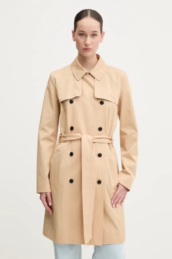 HUGO Baloner HUGO za žene, boja: bež, za prijelazno razdoblje, kopčanje u dva reda, 50533902