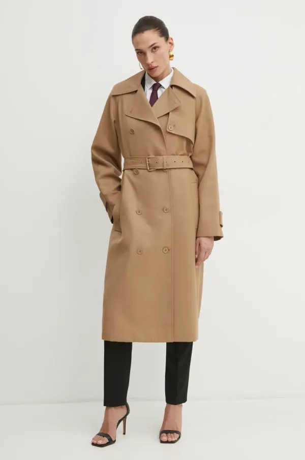 MICHAEL Michael Kors Baloner s dodatkom vune MICHAEL Michael Kors boja: bež, za prijelazno razdoblje, kopčanje u dva reda, MR520EXBQZ