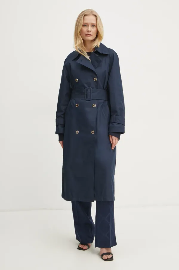 Twinset Baloner Twinset za žene, boja: tamno plava, za prijelazno razdoblje, kopčanje u dva reda, 251TP2660