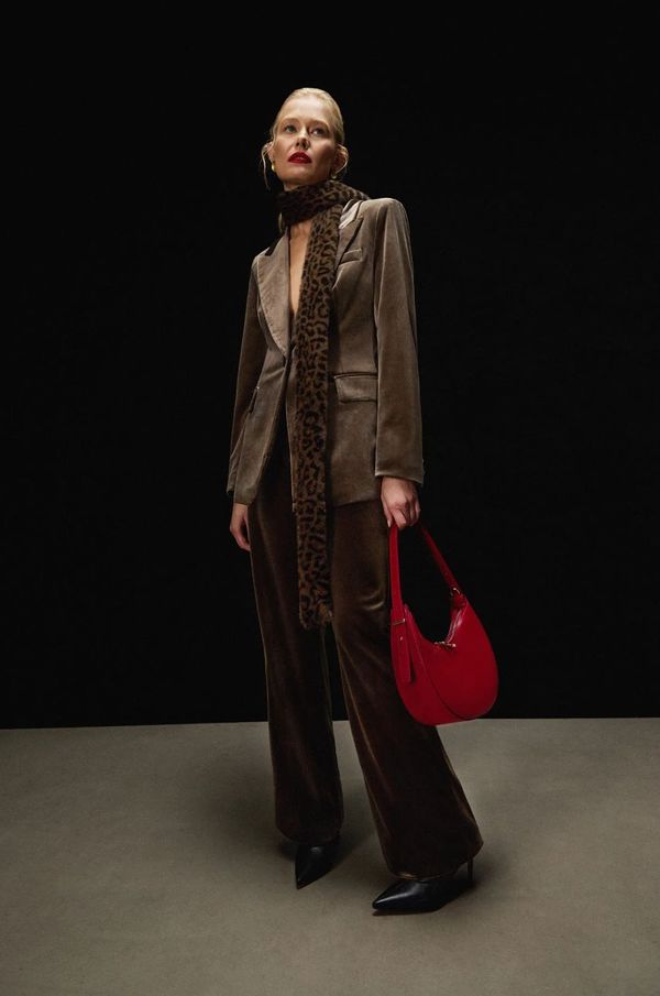 Answear Lab Baršunasti sako Answear Lab boja: bež, jednoredno zakopčavanje, bez uzorka