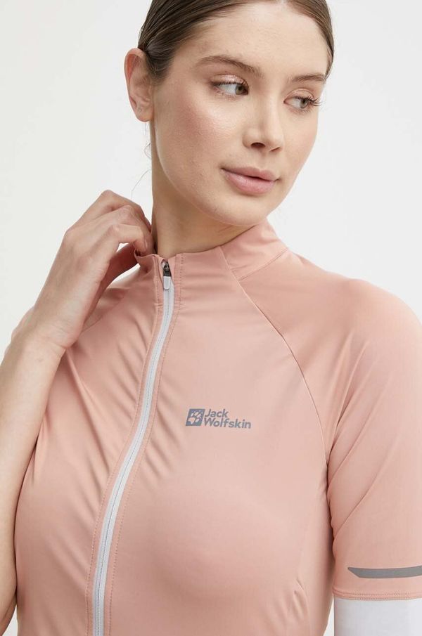 Jack Wolfskin Biciklistička majica kratkih rukava Jack Wolfskin Gravex boja: ružičasta, s poludolčevitom