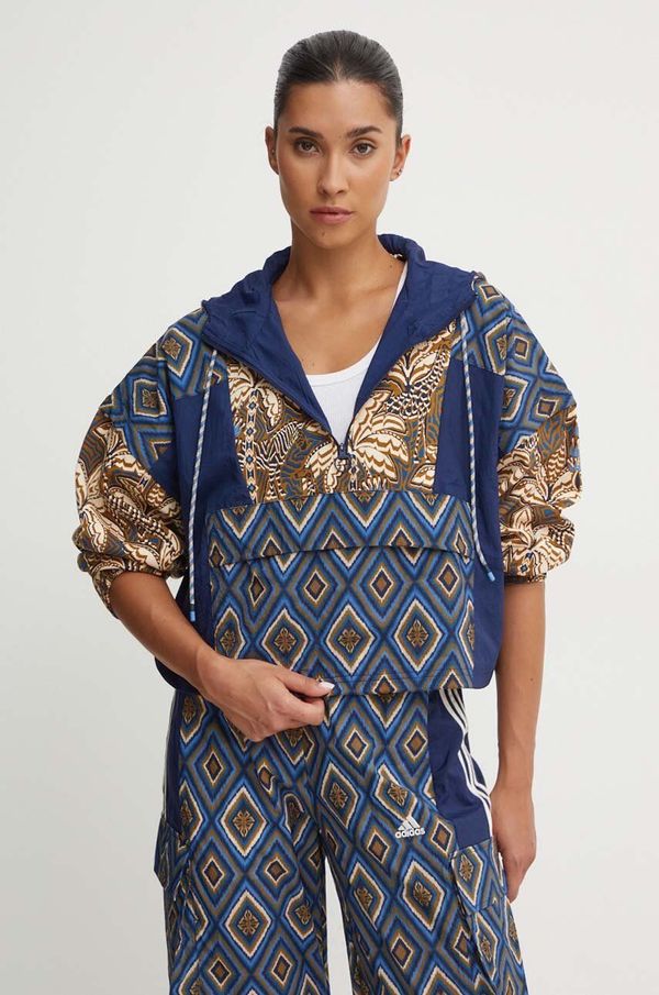 adidas Bluza adidas x Farm Rio za žene, boja: tamno plava, za prijelazno razdoblje, IV9748