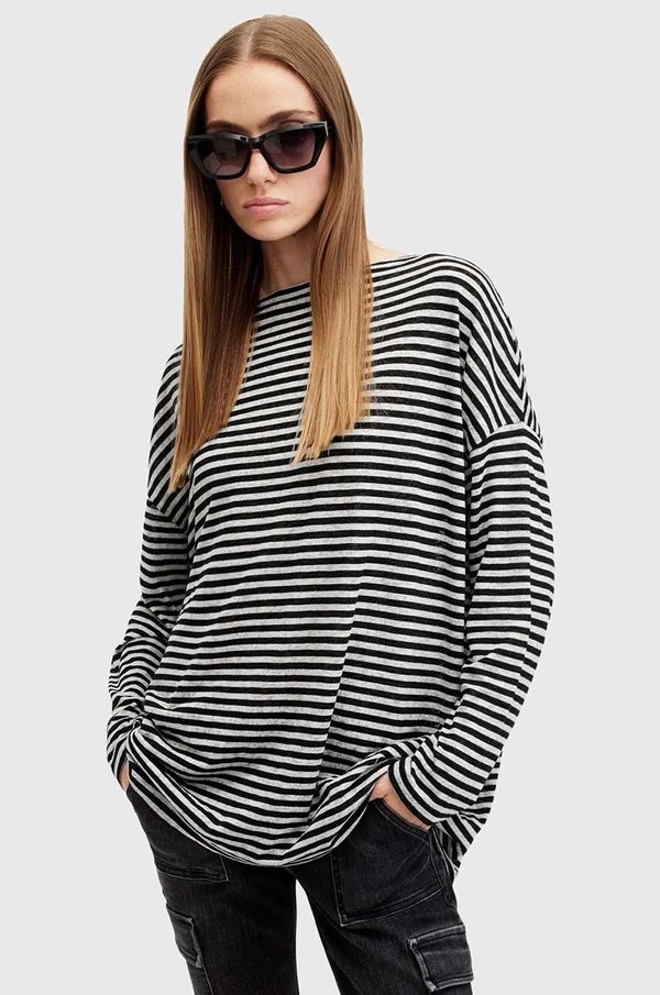 AllSaints Bluza AllSaints RITA STRIPE TEE za žene, boja: bijela, s uzorkom, W003JY