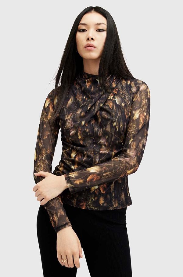 AllSaints Bluza AllSaints TIA MESH TOP za žene, boja: crna, s uzorkom, W126JB