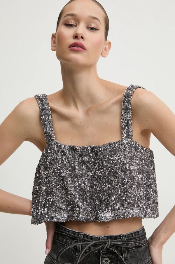 Aniye By Bluza Aniye By za žene, boja: srebrna, s aplikacijom, 181392