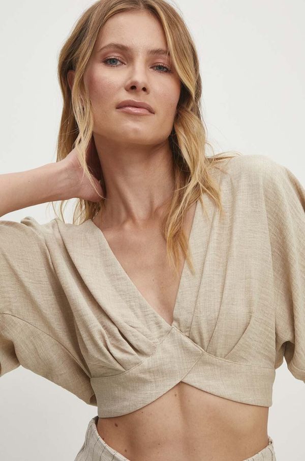 Answear Lab Bluza Answear Lab za žene, boja: bež, bez uzorka