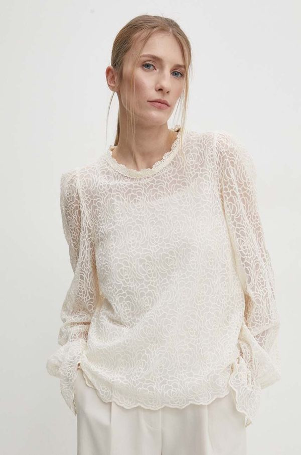 Answear Lab Bluza Answear Lab za žene, boja: bež, bez uzorka