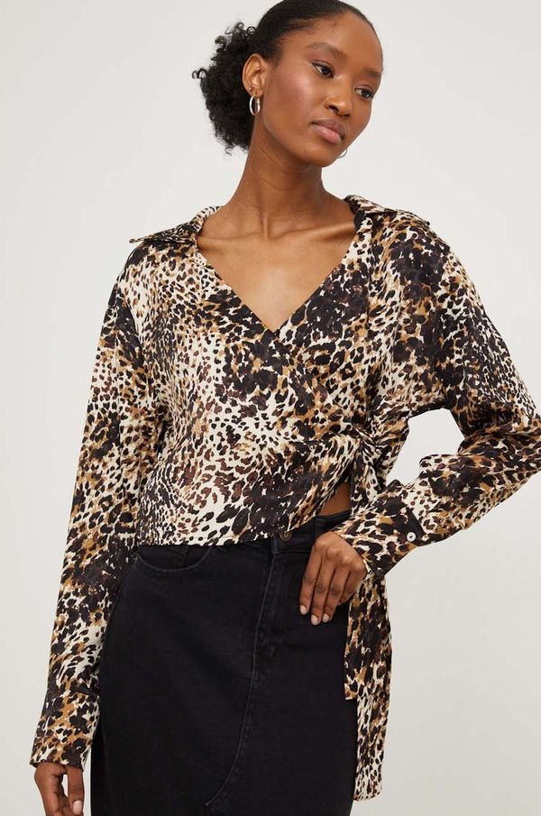 Answear Lab Bluza Answear Lab za žene, boja: bež, s uzorkom