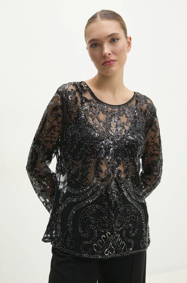 Answear Lab Bluza Answear Lab za žene, boja: crna, s aplikacijom