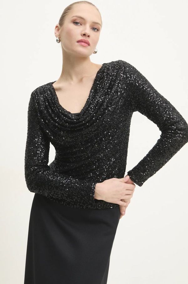 Answear Lab Bluza Answear Lab za žene, boja: crna, s aplikacijom