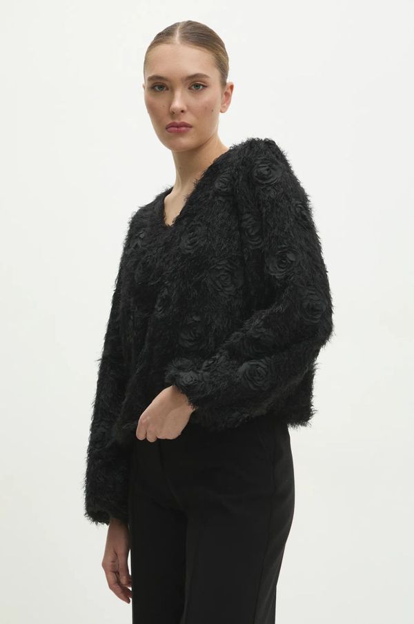 Answear Lab Bluza Answear Lab za žene, boja: crna, s aplikacijom