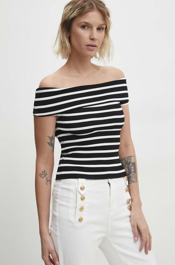 Answear Lab Bluza Answear Lab za žene, boja: crna, s uzorkom