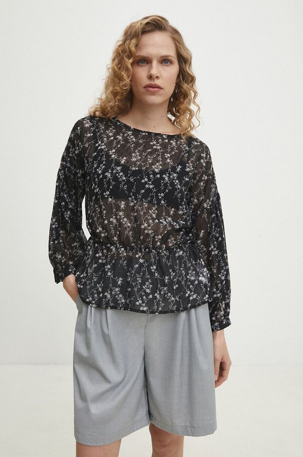 Answear Lab Bluza Answear Lab za žene, boja: crna, s uzorkom