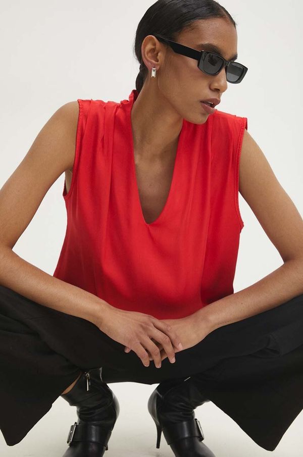 Answear Lab Bluza Answear Lab za žene, boja: crvena, bez uzorka