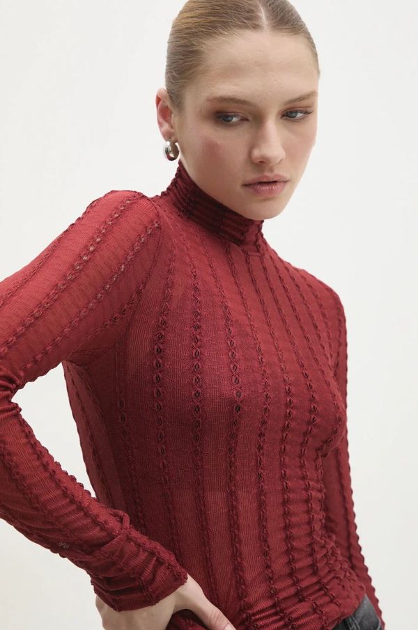 Answear Lab Bluza Answear Lab za žene, boja: crvena, bez uzorka