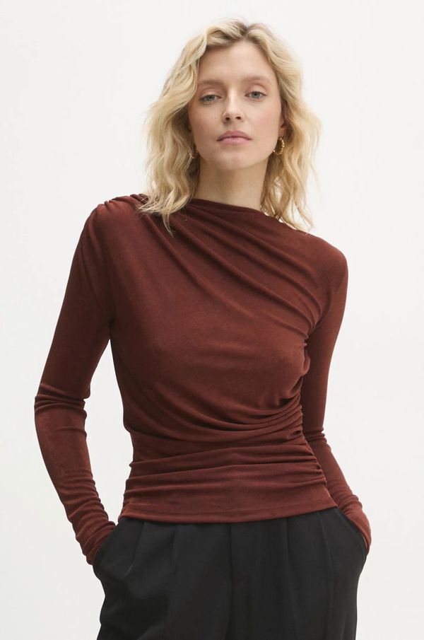 Answear Lab Bluza Answear Lab za žene, boja: smeđa, bez uzorka