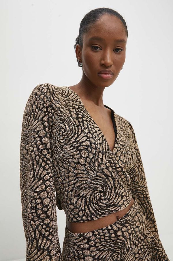 Answear Lab Bluza Answear Lab za žene, boja: zlatna, s uzorkom