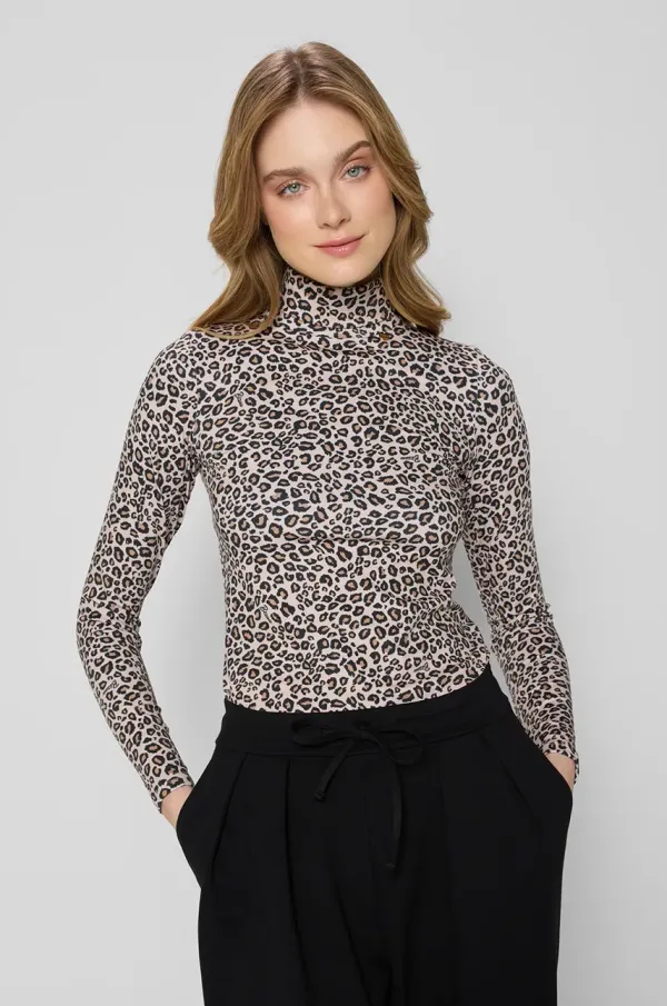 BIZUU Bluza Bizuu OWAKA za žene, boja: bež, s uzorkom, OWAKA SANLEO BRĄZOWY KW25