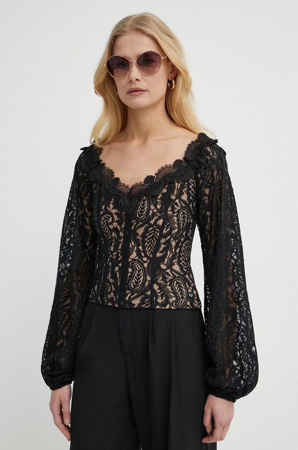 Guess Bluza Guess CAROL za žene, boja: crna, bez uzorka, W4GP05 KC760