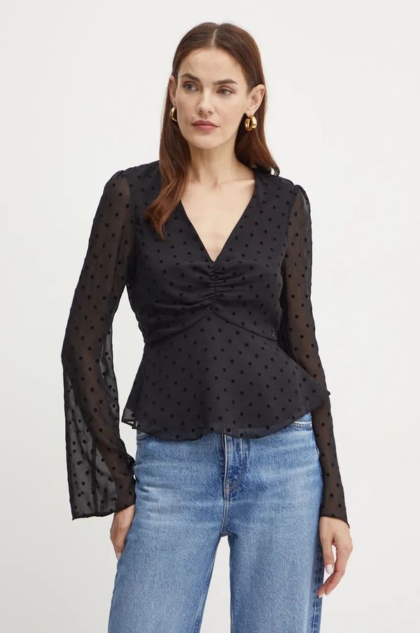 Guess Bluza Guess OLYMPE za žene, boja: crna, s uzorkom, W4BH64 WGLF0