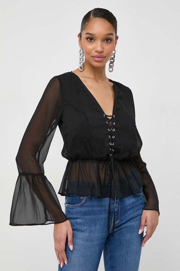 Guess Bluza Guess za žene, boja: crna, s uzorkom