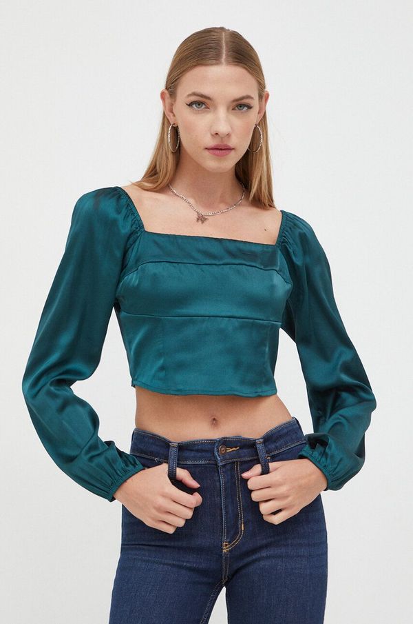 Hollister Co. Bluza Hollister Co. za žene, boja: zelena, bez uzorka