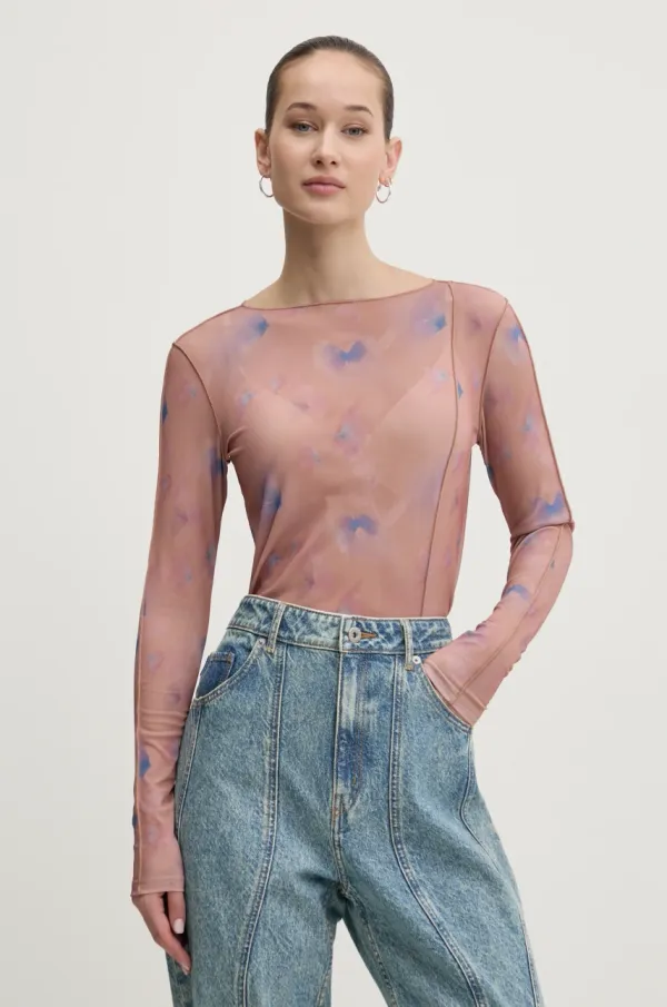 HUGO Bluza HUGO za žene, boja: narančasta, s uzorkom, 50530450