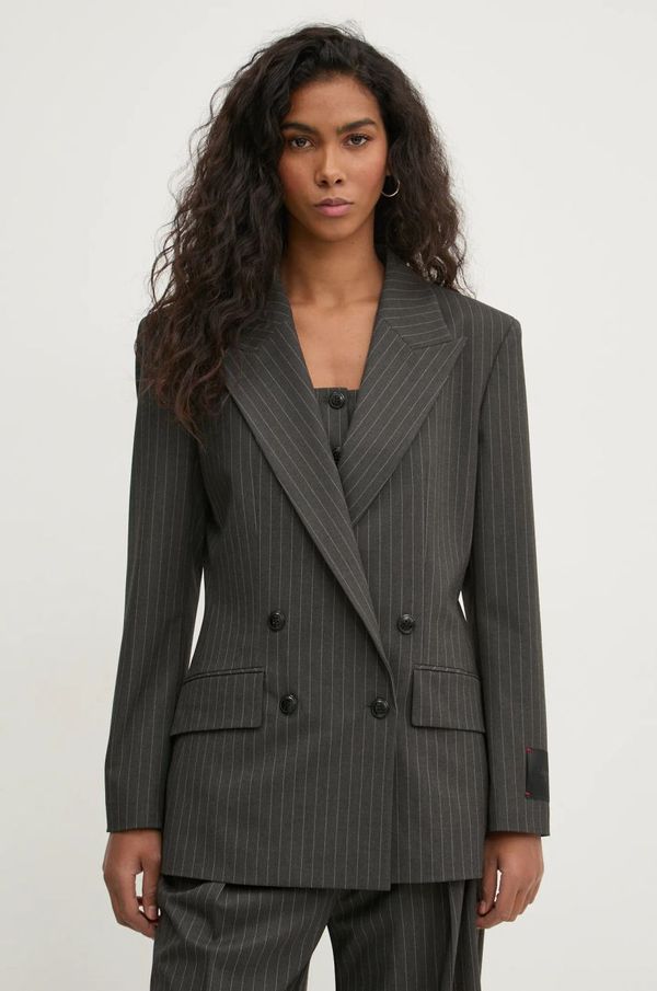 HUGO Bluza HUGO za žene, boja: siva, s uzorkom, 50530460