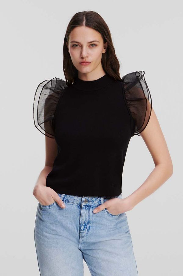 Karl Lagerfeld Bluza Karl Lagerfeld za žene, boja: crna, glatka