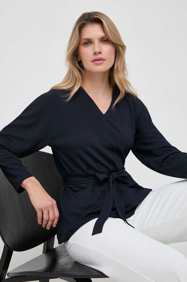 Max Mara Leisure Bluza Max Mara Leisure za žene, boja: tamno plava, bez uzorka