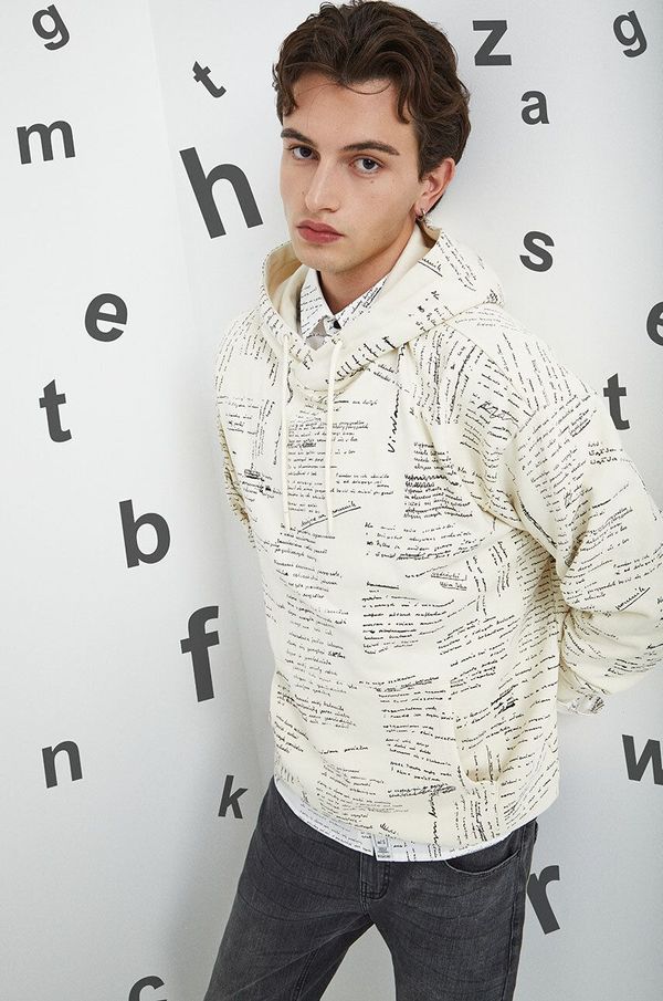 Medicine Bluza Medicine za muškarce, boja: bijela, s kapuljačom, s uzorkom