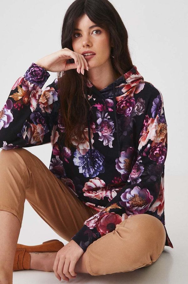 Medicine Bluza Medicine za žene, boja: crna, s kapuljačom, s uzorkom