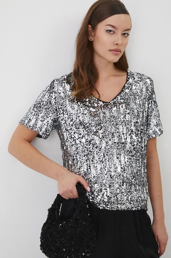 Medicine Bluza Medicine za žene, boja: srebrna, s aplikacijom