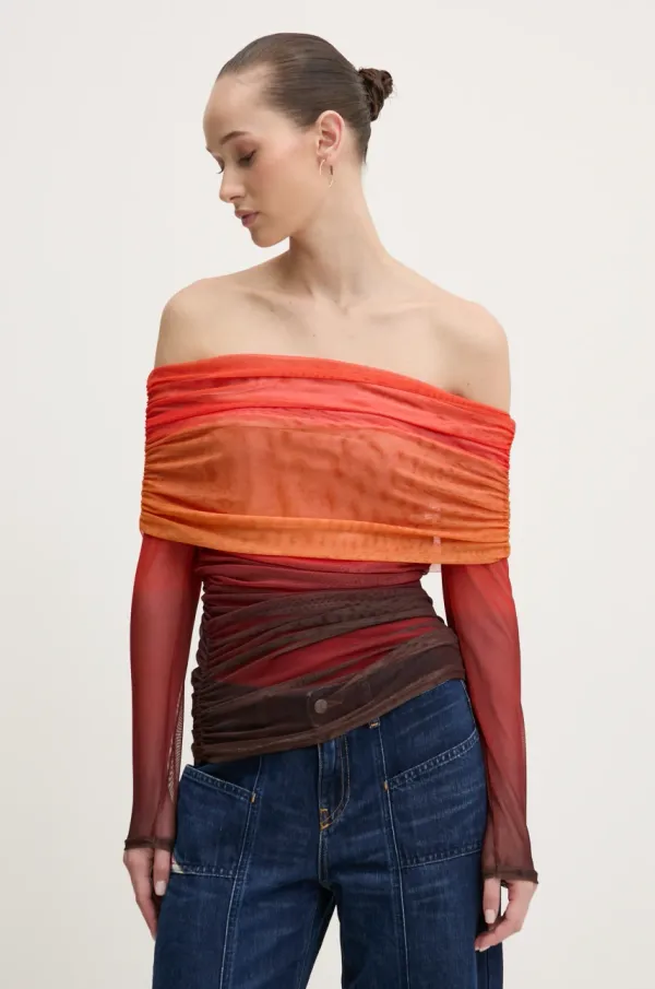 Never Fully Dressed Bluza Never Fully Dressed Ombre Anastasia za žene, boja: narančasta, s uzorkom, NFDTO1472