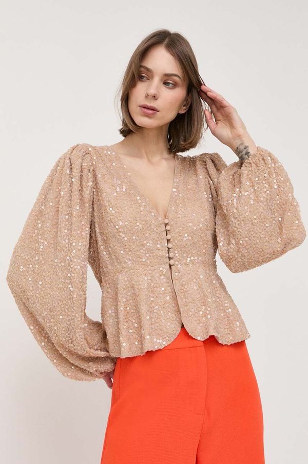 Notes du Nord Bluza Notes du Nord za žene, boja: bež, s aplikacijom