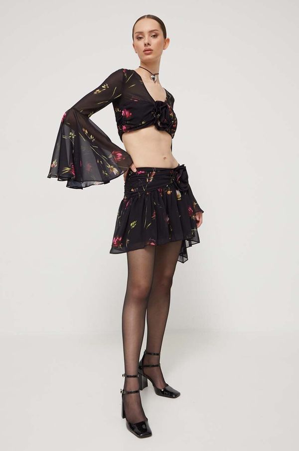 Rotate Bluza Rotate boja: crna, cvjetni uzorak