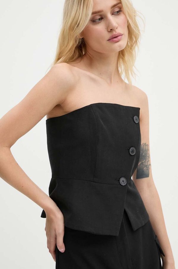 BA&SH Bluza s dodatkom lana BA&SH boja: crna, bez uzorka, 1H24GABR